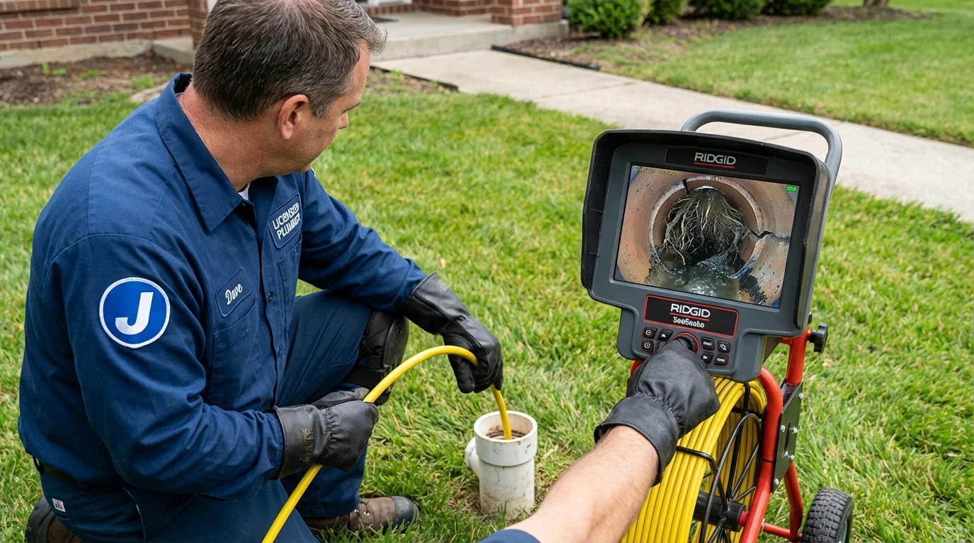 Sewer camera inspection being performed by Johns Plumbing LLC in Monroe